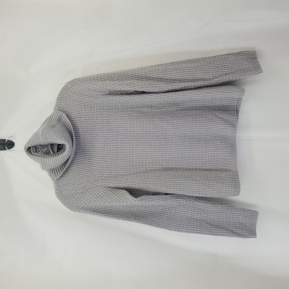 LULUS Gray Honeycomb WaffleKnit Turtleneck Pullover Sweater